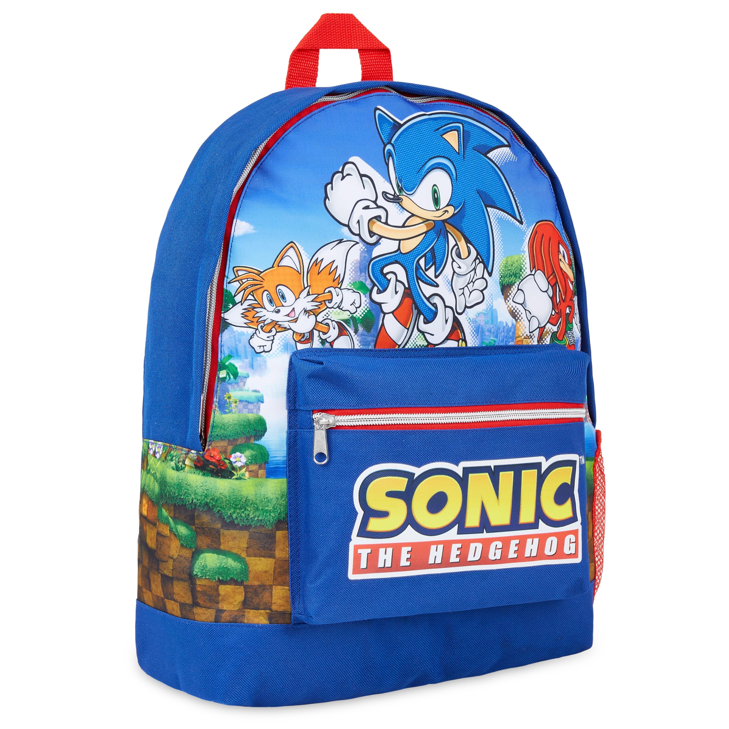Sonic The Hedgehog School Bag Kids Backpack for Boys Blue Large Capacity Backpack for School Travel Sports Book Bag 2 Pockets Sonic Gifts for Boys (Dark Blue)