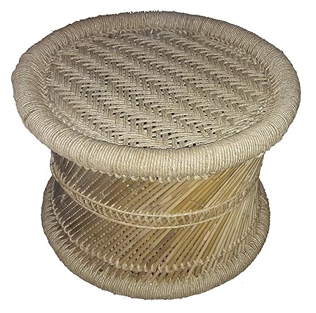 Pushkar Handicraft Exclusive Products Natural Look Bamboo Cane Bar Stool (Multicolour)