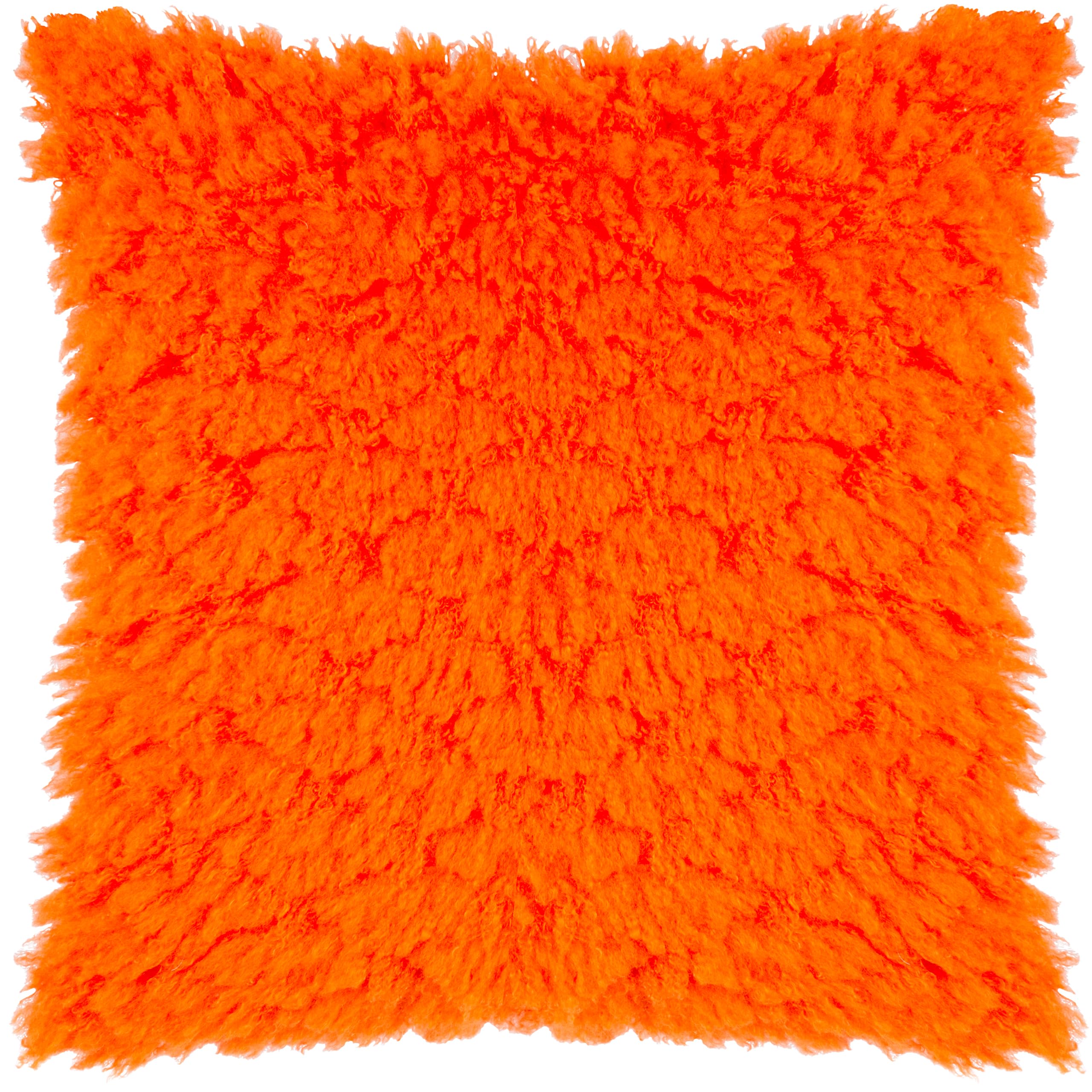 furn. Heya Home Fluff Ball Faux Fur Cushion Cover – Soft Texture, Bold Colour Pop (Orange Fever - 45x45cm)