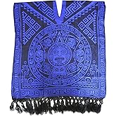 Del Mex Hand Woven Mexican Shawl Poncho Gaban Aztec Calendar