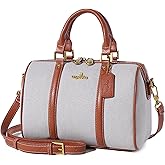 Angel Kiss Women Satchel Purses and Handbags Vegan Leather Boston Barrel Bag Top Handle Shoulder Purse with Crossbody Strap | Vegan Leather, Top Handle, Crossbody Strap