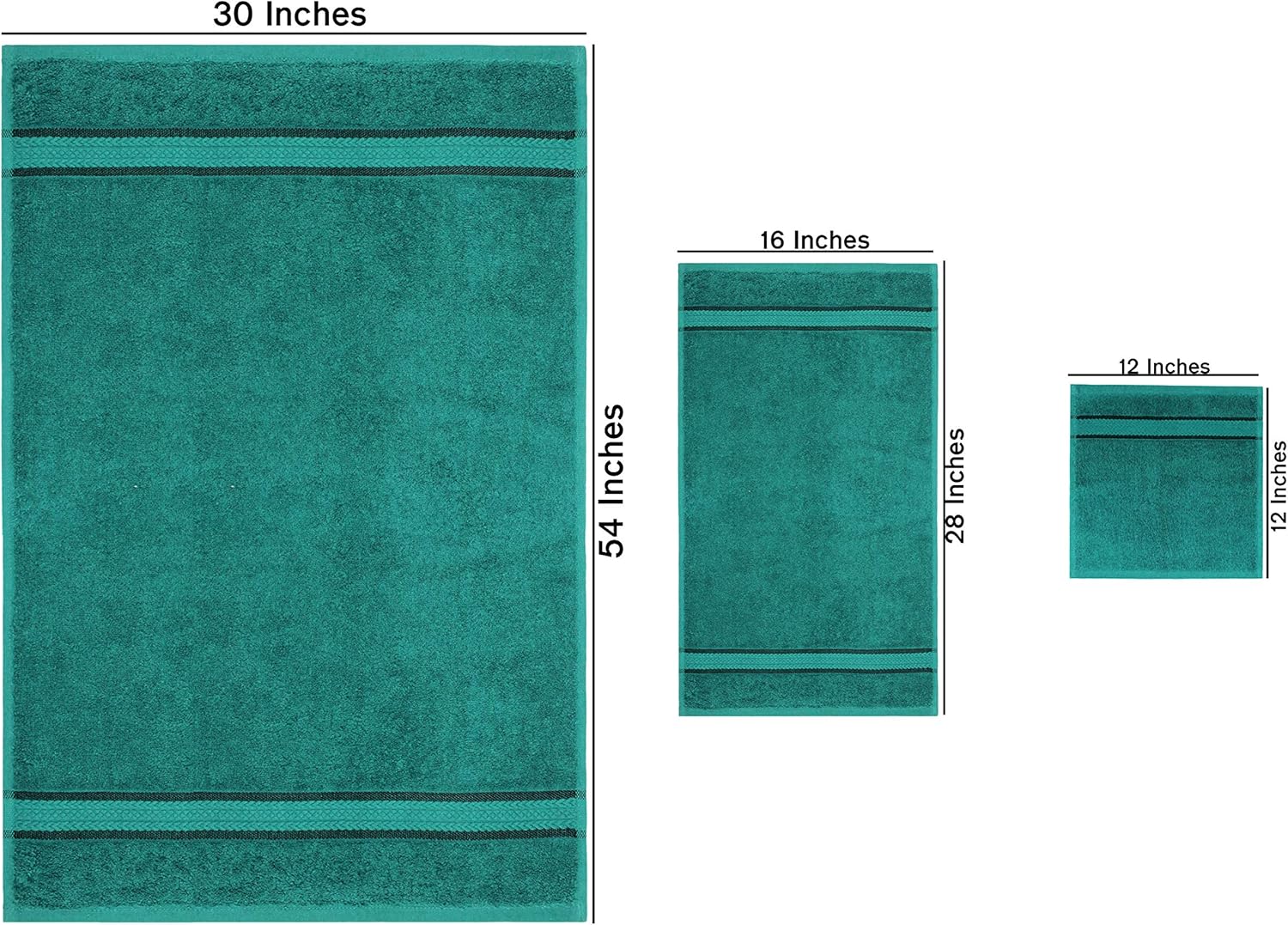 COTTON CRAFT Ultra Soft Luxury 6 Piece Ringspun Cotton Towel Set, 580GSM, Heavyweight, 2 Bath Towels, 2 Hand Towels, 2 Washcloths, Teal: Home & Kitchen