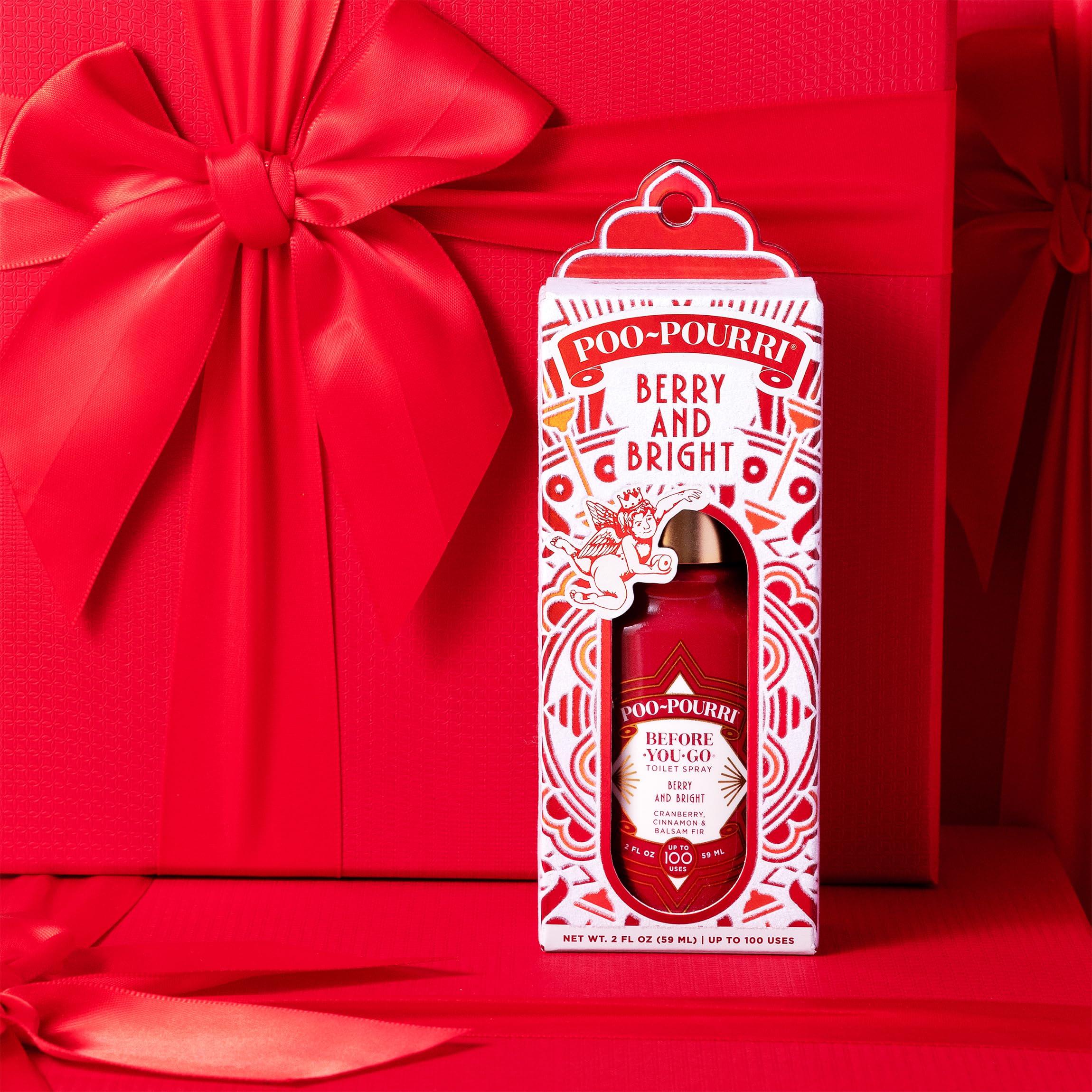 Poo-Pouri Before-You-Go Holiday Toilet Spray, Berry and Bright, 2 Fl Oz - Cranberry, Cinnamon and Balsam Fir
