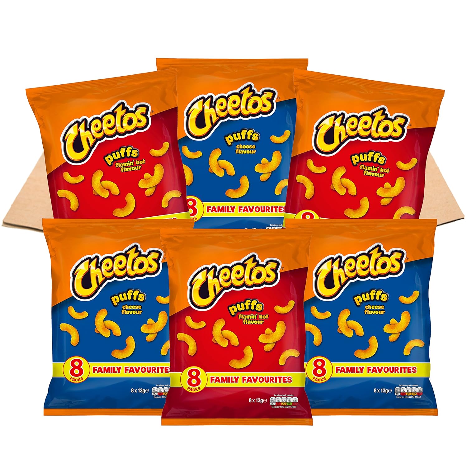 Cheetos USA Favourites Flamin' Hot and Cheese Puffs Multipacks Snacks