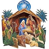 American Greetings Magic Moments Religious Pop Up Christmas Card, 3D O Holy Night Nativity Manger Scene (Spirit of the Season)