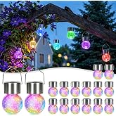 SOLPEX Solar Hanging Lanterns Solar Christmas Lights Outdoor Ornaments 16Pc | Color Changing, Solar Powered, Waterproof, Decorative Lantern, Cracked Glass, Garden&amp;Tree Decor, Gifts for Xmas Ornament