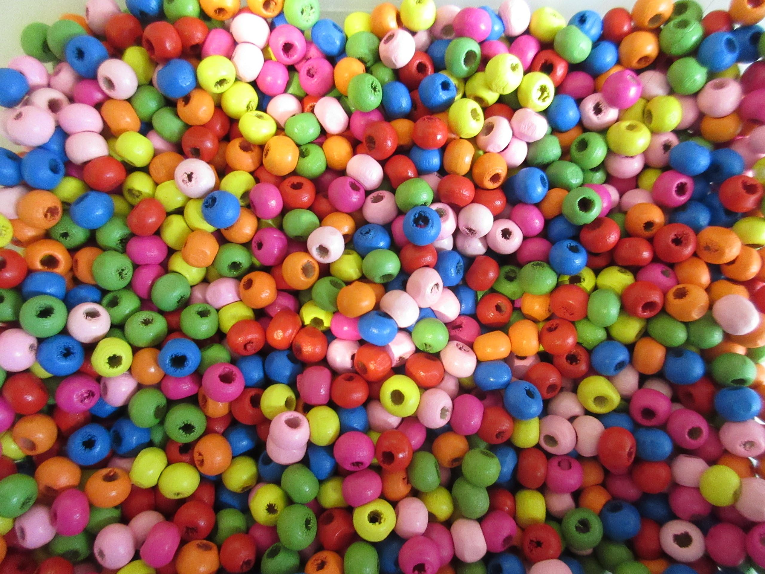 500 x Wooden Round Beads Wood 6mm x 5mm Mixed Colours