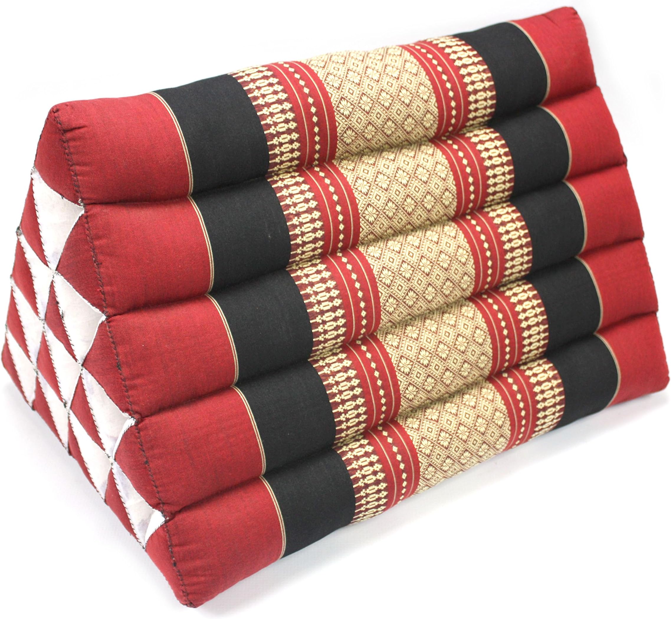 Red and Black Traditional Pattern Single Jumbo Triangle Thai Cushion