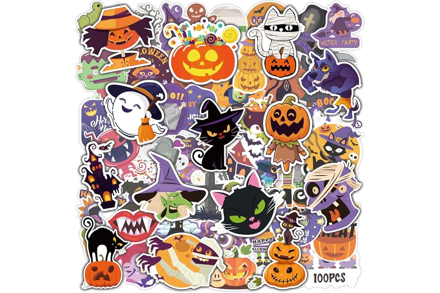 OHOME Halloween Stickers | 100 PCS Halloween Party Favors - Halloween Games Toys Gifts Party Supplies - Crafts Accessories Treats Bulk for Classroom