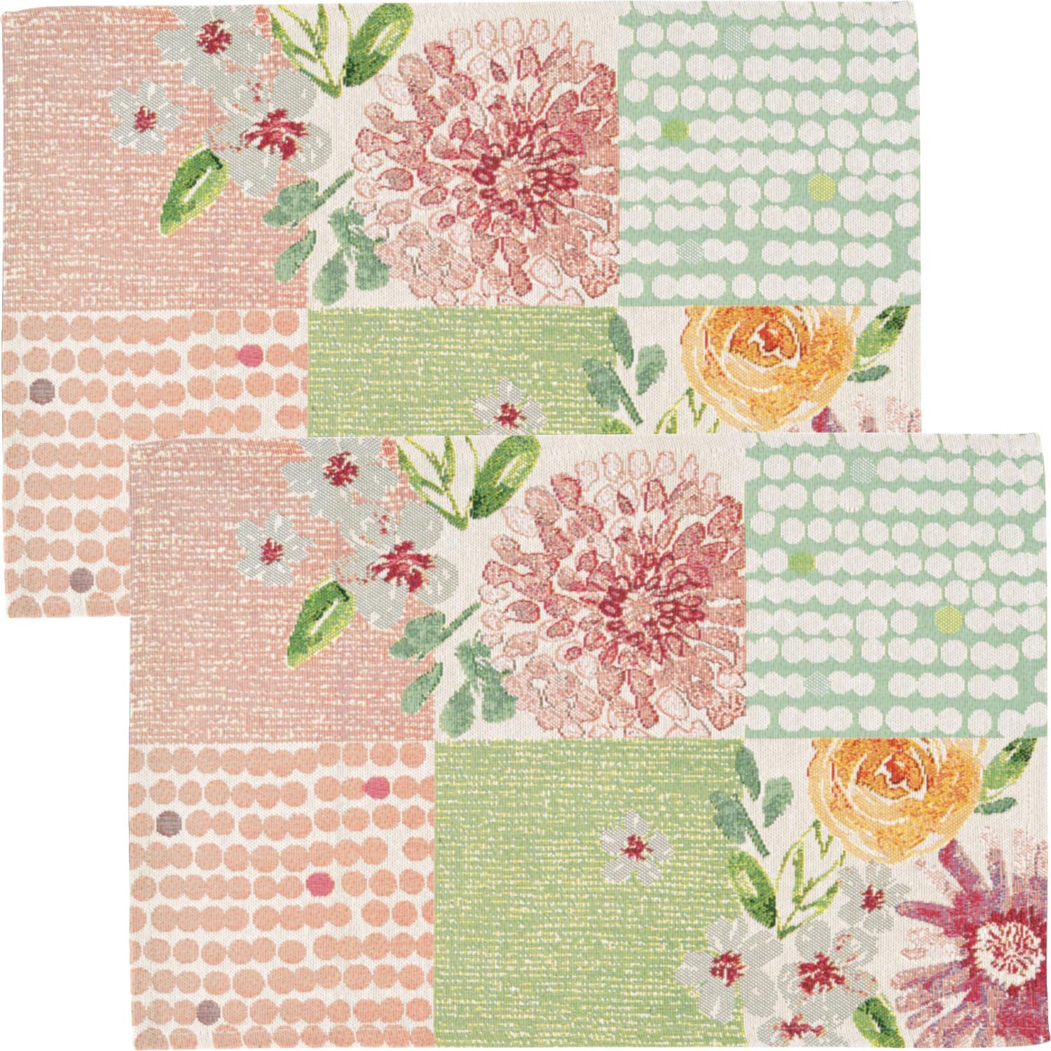Sander Tischset"Nerissa Patch" 2erPack Gobelin buntgewebt Patchwork