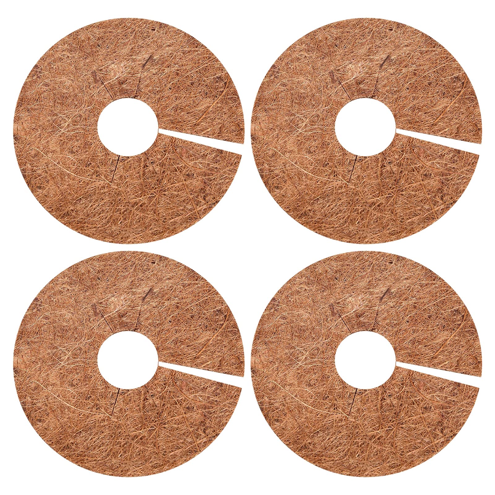 HIFROM Coconut Disc, Pack of 4 Pot Cover, Coconut Mulch Disc, Winter Protection Plants, Gardening, Plant Protection, Winter Protection for Potted Plants, Plant Protection Mat for Garden