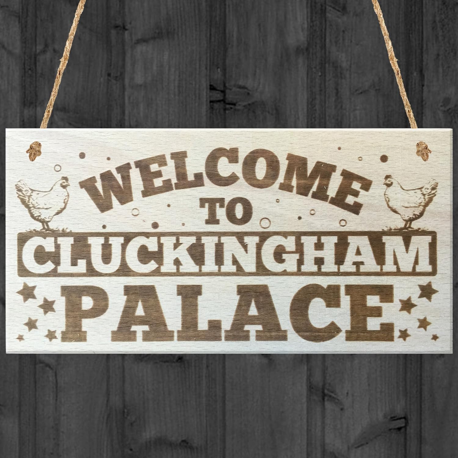 Red Ocean Welcome To Cluckingham Palace Novelty Wooden Hanging Plaque Chicken Hen Hutch Coop Farmers Sign