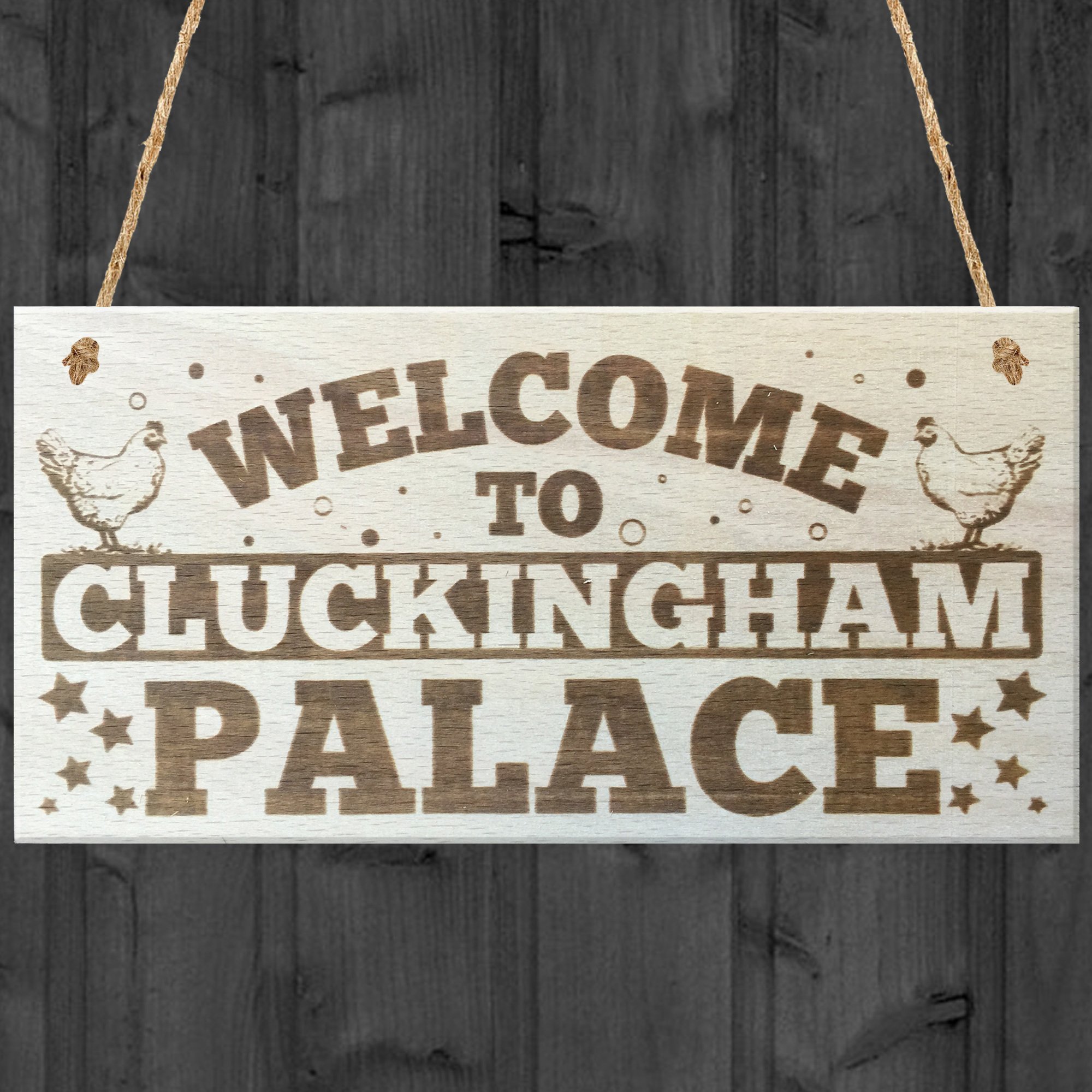 Red Ocean Welcome To Cluckingham Palace Novelty Wooden Hanging Plaque Chicken Hen Hutch Coop Farmers Sign
