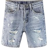 KIDSCOOL SPACE Baby Little Big Boys Denim Shorts,Elastic Waistband Inside Ripped Holes Jeans Summer Wear