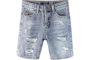 KIDSCOOL SPACE Baby Little Big Boys Denim Shorts,Elastic Waistband Inside Ripped Holes Jeans Summer Wear