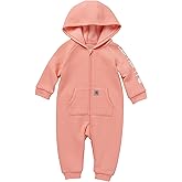 Carhartt Baby Girls Long-sleeve Fleece Zip-front Hooded Coverall Infant-and-toddler-rompers, Bittersweet Red Heather, 12M US