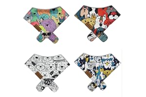 Bobi x Kuki - Dog Party 4 Pack - Dog Bandana - Adjustable Fit, Durable Fabric, Comfortable Ergonomic Shape - Perfect Dog Stuff for Dog Lovers - Dog Collar/Bandana Accessories (Small)