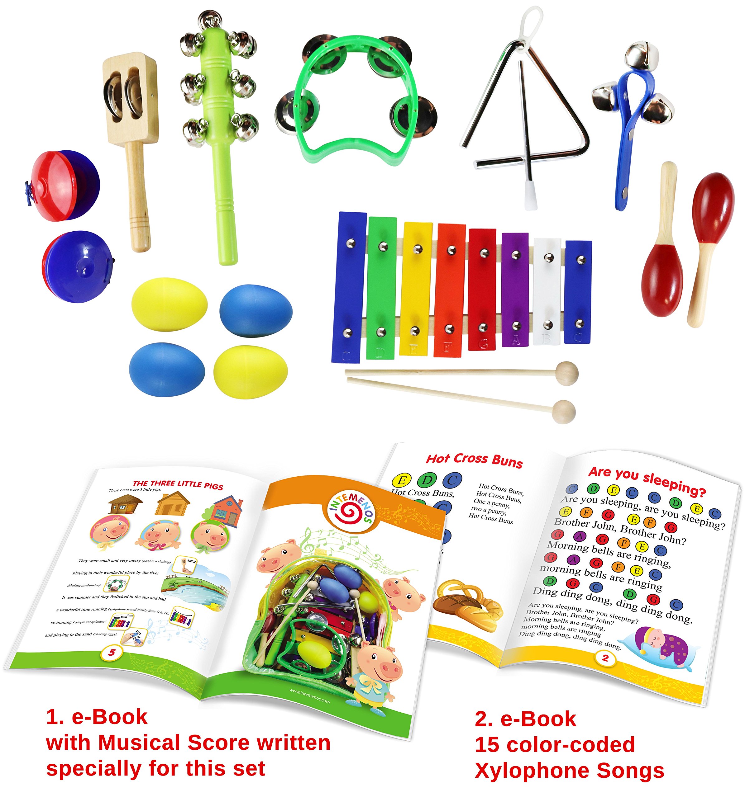 Kids Musical Toy Instruments Set with Xylophone 14 pcs Musical Toys Set in a Backpack