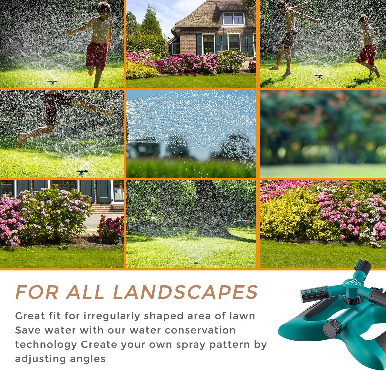 Lawn Sprinkler Garden Sprinkler -2020 Updated, Automatic 360 Rotating Adjustable Large Area, Water Sprinkler for Kids Yard Irrigation System Oscillating Sprinkler Watering Sprayer Easy Hose Connection : Garden & Outdoor