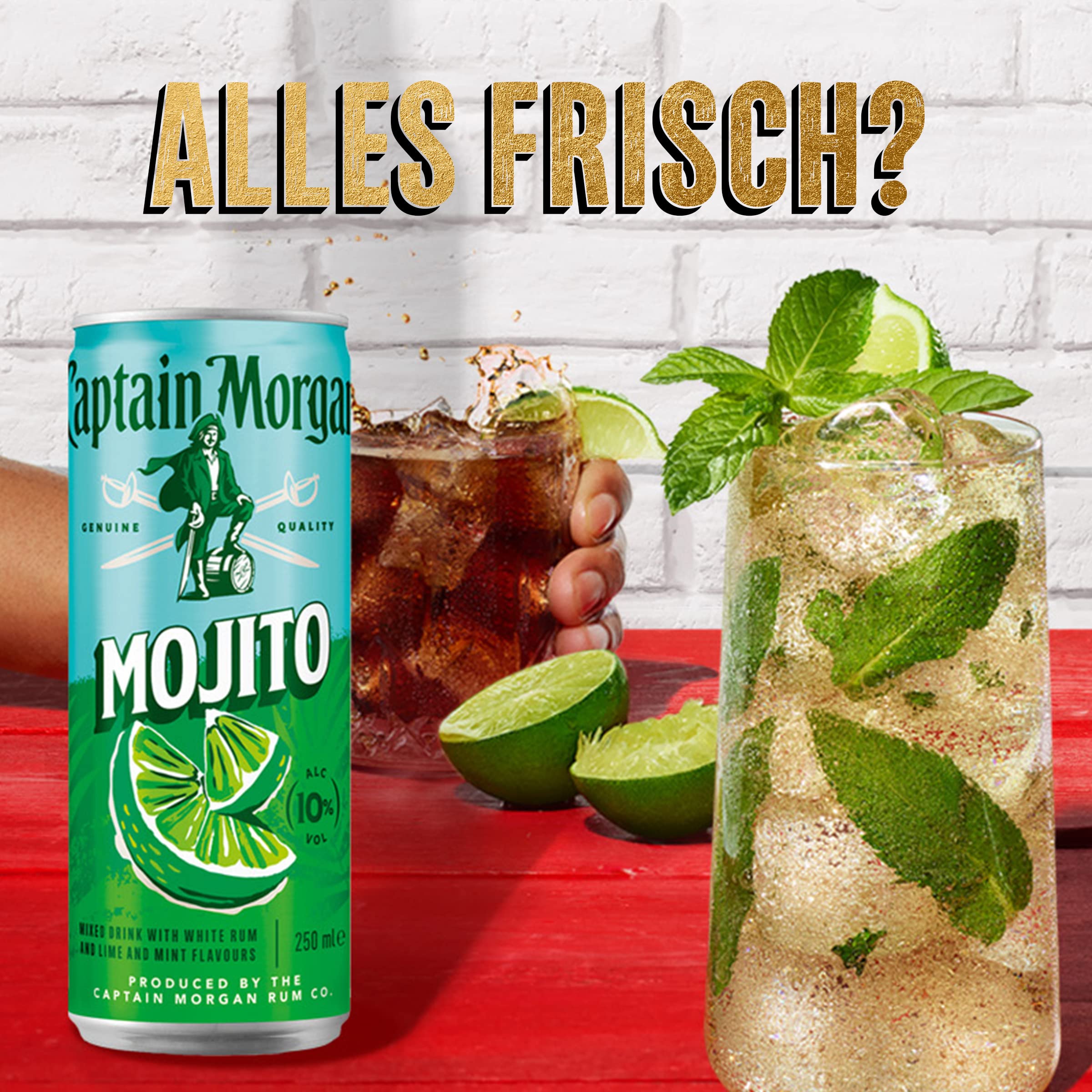 Captain Morgan White Rum Mojito, Erfrischendes Mixgetränk mit 10 Prozent Alkohol, 12 Dosen x 250 ml (EINWEG Verpackung), Weißer Rum mit Limetten- und Minzgeschmack für unterwegs 7
