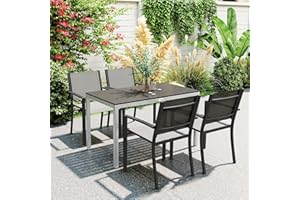 Outsunny Outdoor Dining Table for 4-6, Patio Table with Easy Maintenance Slatted Top, Rust-Resistant Aluminium Frame, for Gar