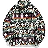 ZAFUL Men 1/4 Zipper Sweatshirt Ethnic Aztec Printed Kangaroo Pocket Fall Winter Pullovers Jacket Unisex Hoodie Tops