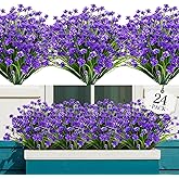 AGIRL 24 Bundles Artificial Flowers for Outdoor,No Fade Fake Plastic Flowers Faux Plants for Decoration Hanging Planters Indoor Outside Garden Porch Window Box Home Wedding Farmhouse