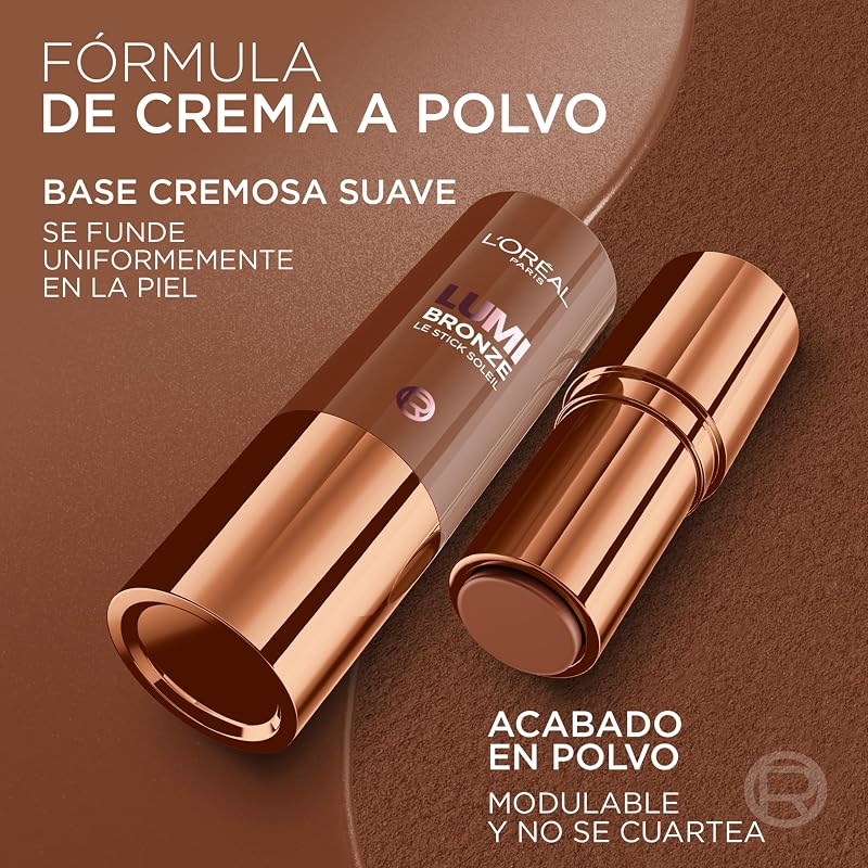 L'Oréal Paris Lumi Le Bronzer Stick Soleil Illuminating Bronzer Stick Construível e esfaçante, proporciona um brilho luminoso e banhado pelo sol