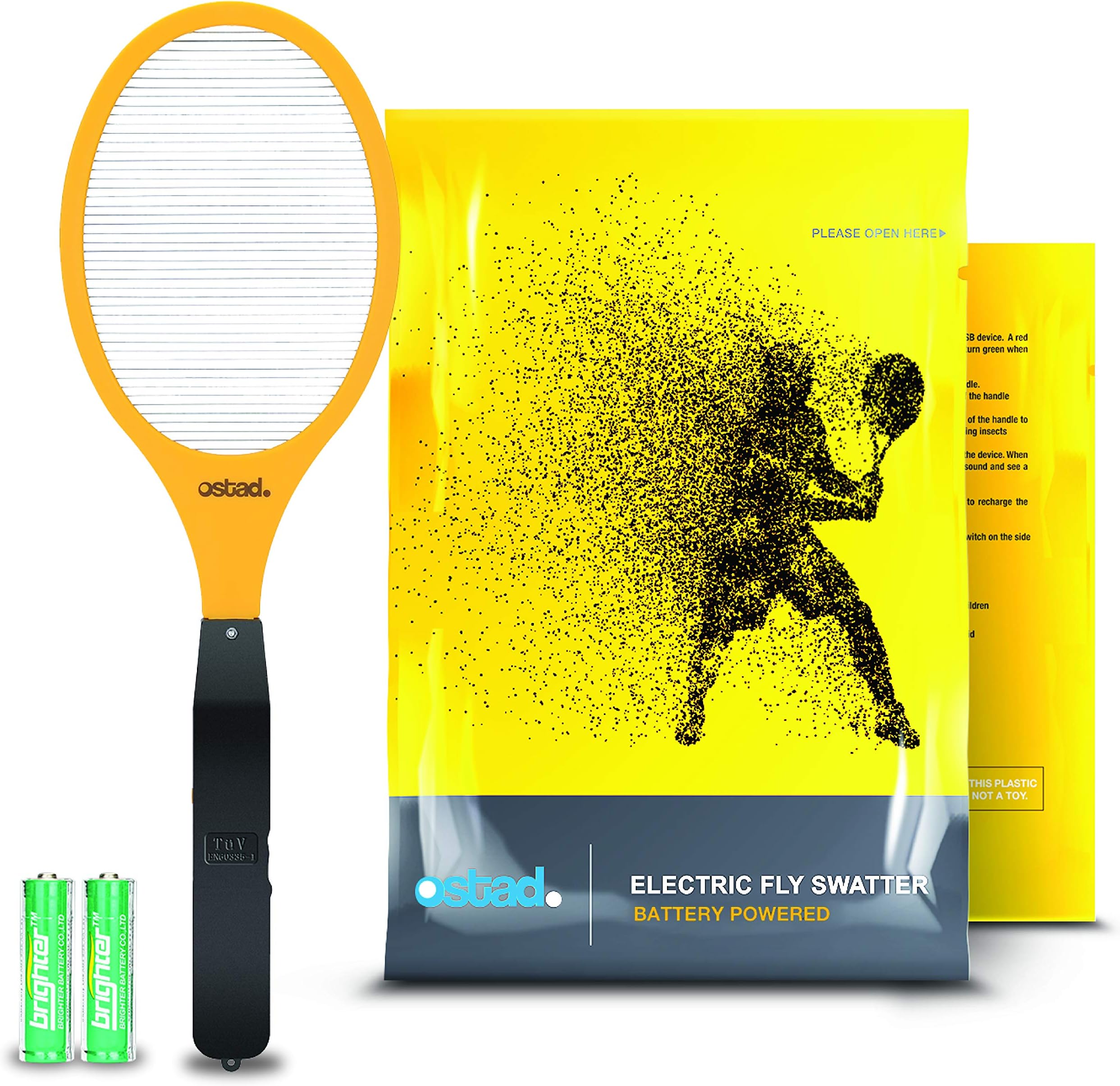 Ostad Premium 2800 Volt Electric Fly Swatter | Best Electric Fly Trap Zapper, AA Batteries Included, for Use Indoor/Outdoor for Bugs & pests, Hand Held, Easy to Use