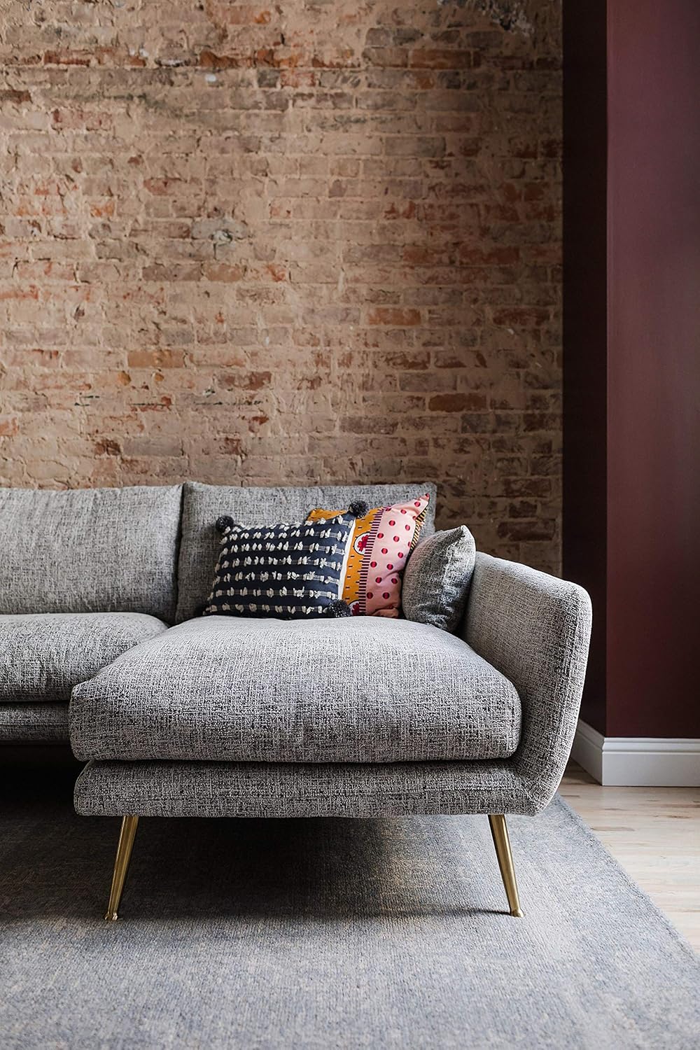 edloe finch harlow on Edloe Finch Modern Sectional Sofa Right Facing Chaise Down Feather Cushions Grey Amazon Ca Home Kitchen