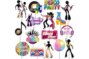 C L COOPER LIFE 36pcs Disco Party Cupcake Toppers 70s 80s Disco Party Decoration Disco Dance Ball Cake Cupcake Picks for 1970s Saturday Night Disco Theme Birthday Party Supplies