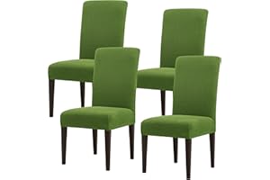 SUBRTEX Dining Room Chair Slipcovers Parsons Chair Covers Set of 4 Stretch Dining Chair Covers Removable Washable Kitchen Chair Covers Chair Protector Covers for Dining Room,Party,Hotel(Green)