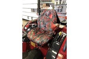 Durafit Seat Covers, Compatible with Mahindra Seat Covers for All Current Tractor Models with one Piece seat with armrests. Not for Suspension Seats. (MC2 RED) 1