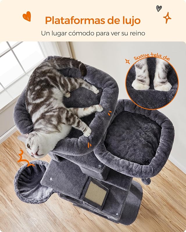 Rascador para Gatos Grandes, 203,5 cm de Altura, Multinivel