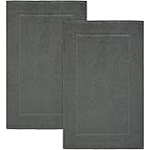 Bliss Casa Premium 100% Ring Spun Cotton Bath Mat, Bathroom Floor Towel Set - Pack of 2 Super Soft & Absorbent Luxury Hotel, Spa, Shower & Bath Tub Floor Mats Machine Washable 32"x20" (Grey)