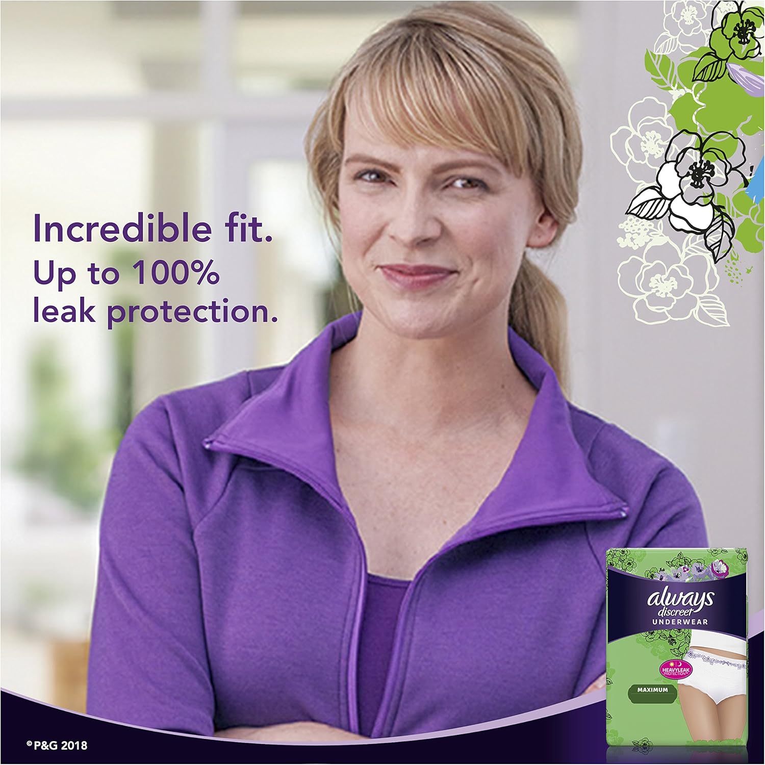 Always Discreet, Incontinence & Postpartum Underwear for Women, Maximum, Small / Medium, 32 Count: Health & Personal Care