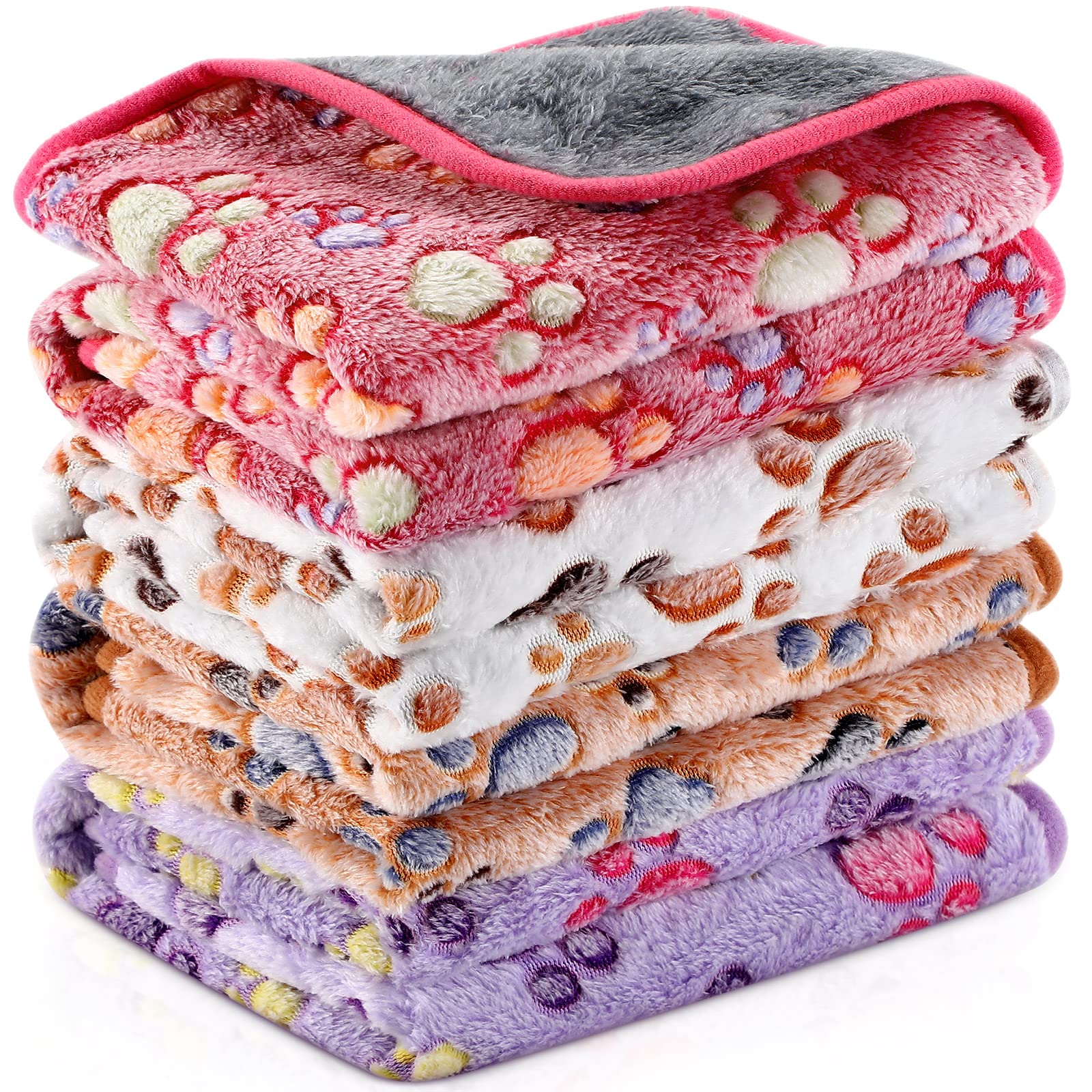 Namalu 4 Pcs Waterproof Guinea Pig Blankets Washable Small Animal Fleece Bedding Absorbent Guinea Pig Cage Liners Reusable Pet Pee Pad Sleep Mat Pad Cover for Hamster Ferret (Paw Print,12 x 12 Inch)