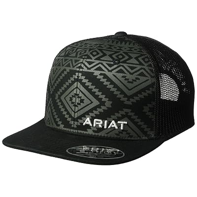 ARIAT Mens Aztec Black Flat Bill Cap 