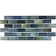 Fujiwa Porcelain Swimming Pool Waterline Tile - GLASSTEL 76 MARINE MATTE - 7/8" X 1 7/8" 1 SQ FT Sheet, Pack of 2,