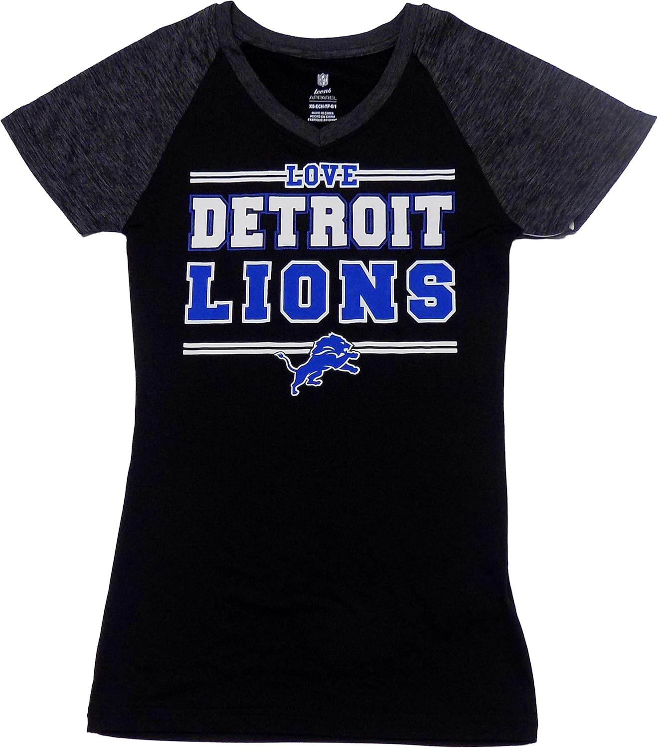 Amazon.com: Detroit Lions Black Grey Youth Girls"Love Detroit Lions" Primary Logo Performance V