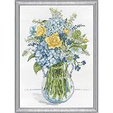 Blue &amp; Yellow Floral Counted Cross Stitch Kit