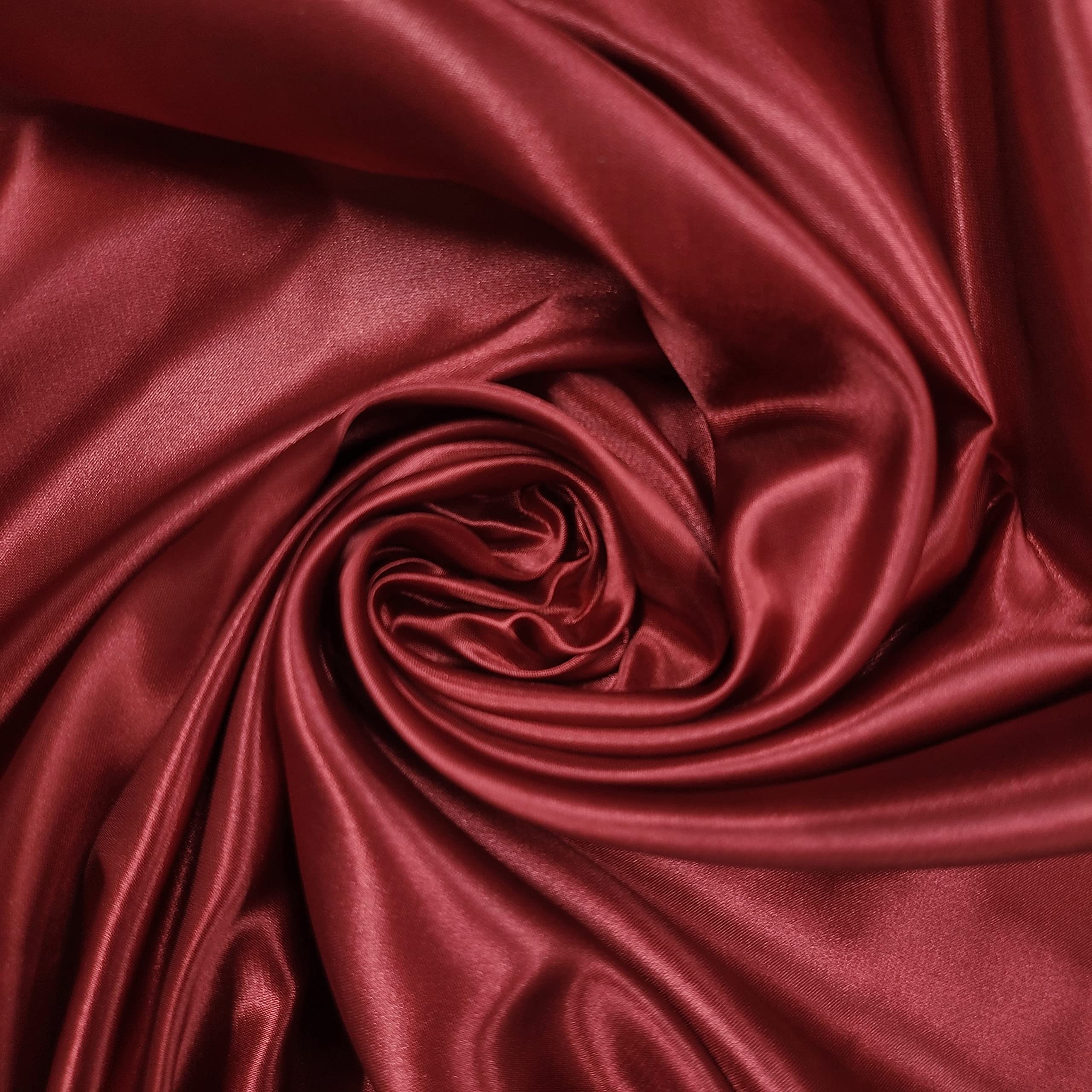 58"/150cm Wide Plain Poly Silk Satin Fabric (Available in 20+ Colours & Various Lengths) (Burgandy, 1 Meter (PRE Cut))