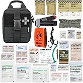 RHINO RESCUE IFAK Trauma Kit with C-A-T Tourniquet, Tactical First Aid Kit Molle Pouch for Military, Combat, Car, Camping, Hiking, Travel (Black)