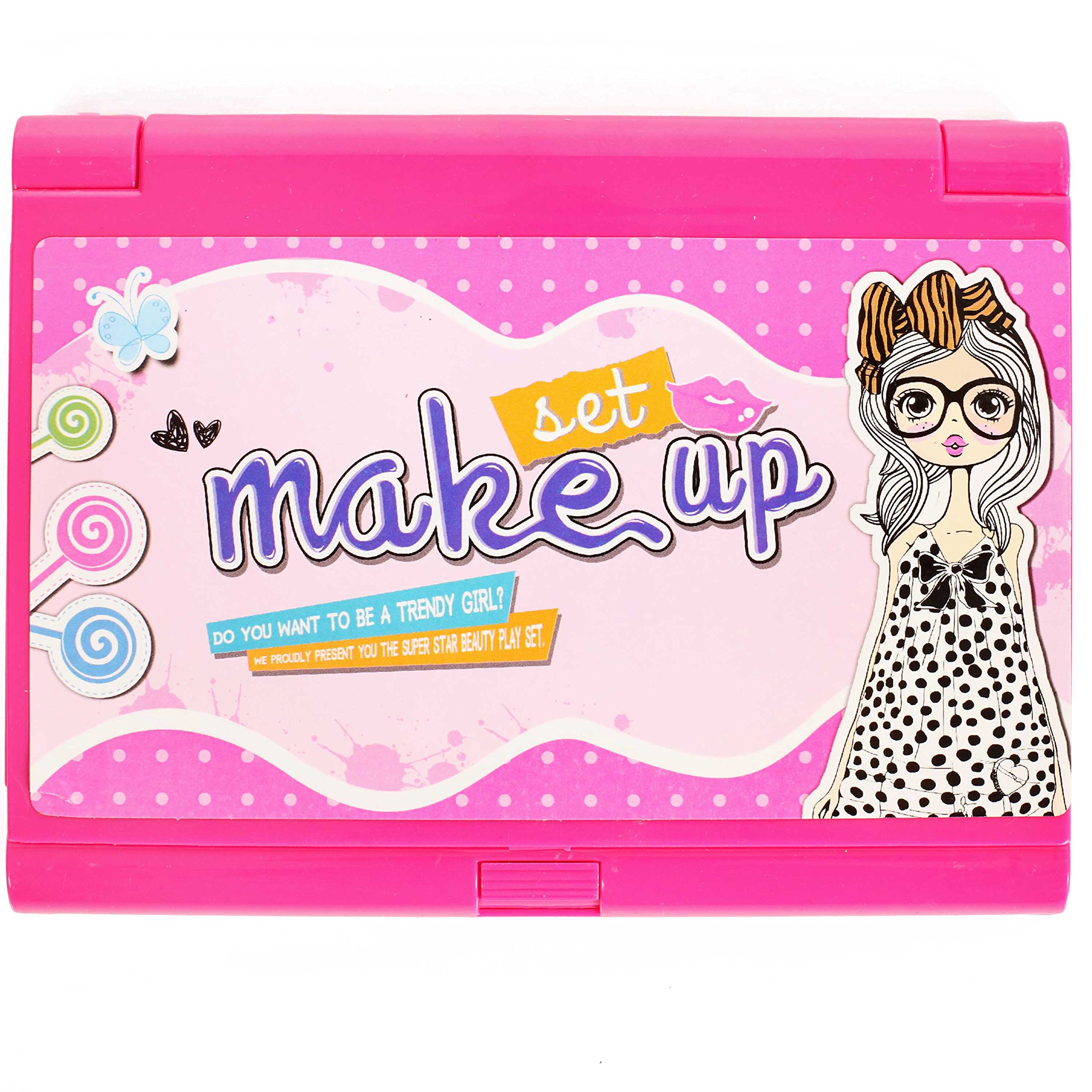 KIDS MAKEUP KIT, Little Girls Cosmetics Set With Mirror, Washable Non