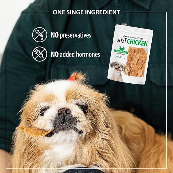 JUSTFOODFORDOGS HEALTHY DOG TREATS, SINGLE-INGREDIENT, CHICKEN BREAST, 5 OZ
