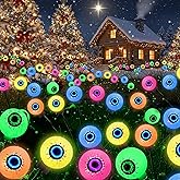 Solar Christmas Lights Outdoor Decorations, Scary Eyeball Garden Stake with Colorful Changing LEDs & 3D Bloodshot Eyes, Waterproof Solar Powered Christmas Decor for Yard Patio Party Thanksgiving