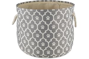 Bone Dry Pet Storage Collection Lattice Paw Print, Gray, Medium Round