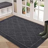 BEQHAUSE Dirt Trapper Door Mat 32" x 48", Doormat Non-Slip Entryway Rugs Washable, Dog Door Mat Stain Resistant and Absorbent Welcome Floor Mat for Front Back Door, Mud Wet Shoes & Paws, Dark Grey
