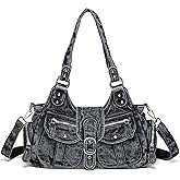 iPinee Designer Denim Handbags for Women Hobo Tote Bag Crossbody Denim Purses Blue Jean Shoulder Bag