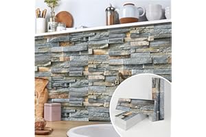 TUOKING 27-Pieces Peel and Stick Backsplash Tiles for Kitchen 4"x 12" PVC Self-Adhesive Subway Matte Faux Stone Wall Panel Brick Stick on Backspalsh for Bathroom(LPM-16-27PCS)